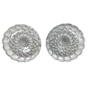 Vintage Glass Thumbprint Scalloped Edge Dish Round Starburst & Scalloped Design